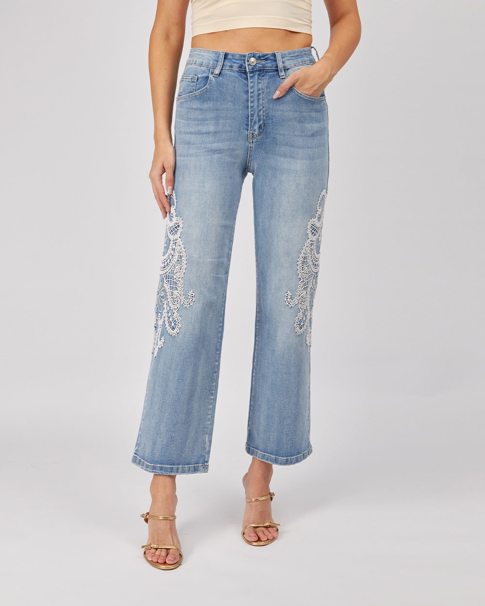 Light Blue Pants Appliqués