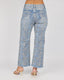 Light Blue Denim Pants With Embroidered Flowers