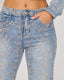 Light Blue Denim Pants With Embroidered Flowers
