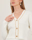 Cream Knit Cardigan With Gold Chain
