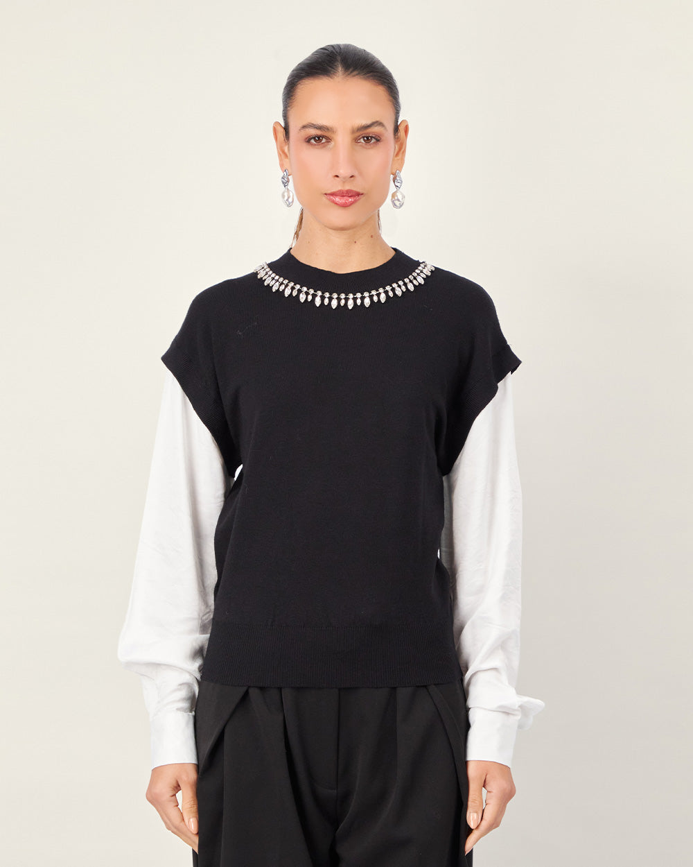 Black Knit 2-in-1 Sweater