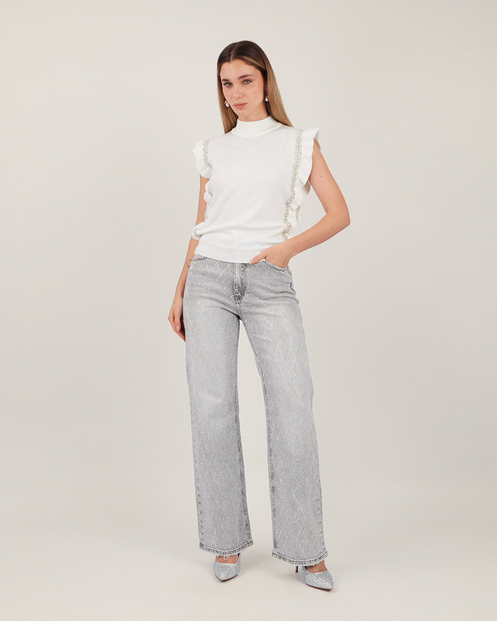 Champagne Knitted Turtleneck Sweater