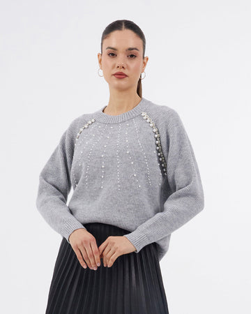 Gray Pearl Stone Sweater