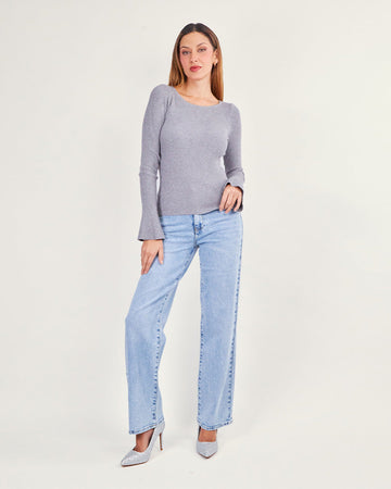 Gray boatneck sweater