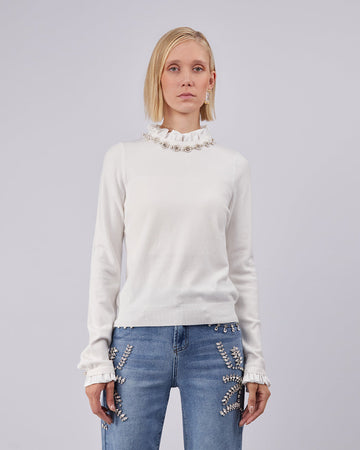 Ivory Sweater  Flowers