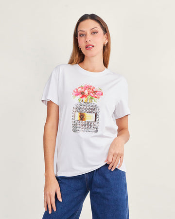 White perfume graphic tee