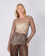 Brown Lace Blouse Round Neck