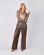 Brown Lace Blouse Round Neck