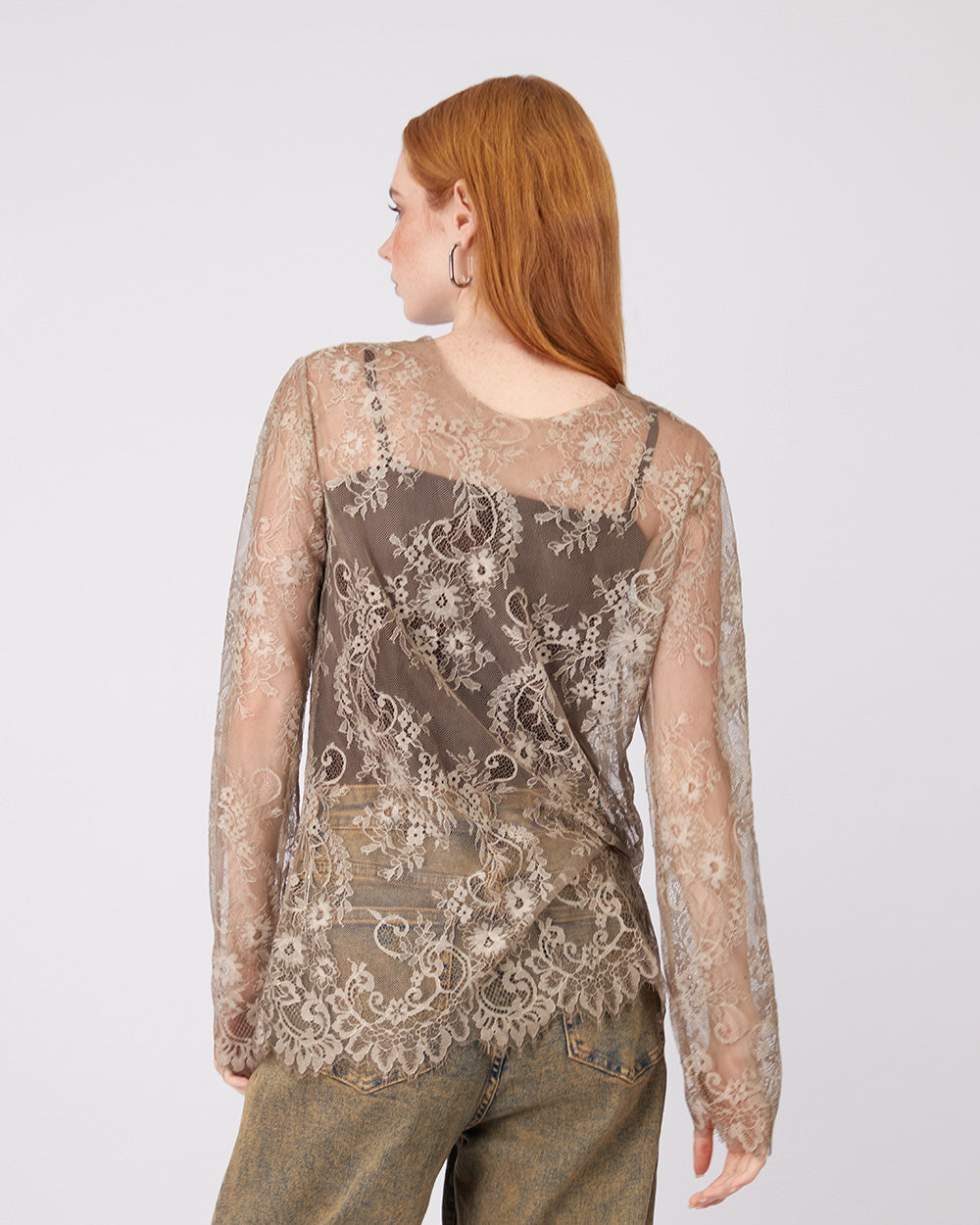 Taupe Lace Blouse