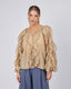 Beige Long Sleeve Blouse Ruffles
