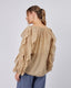 Beige Long Sleeve Blouse Ruffles