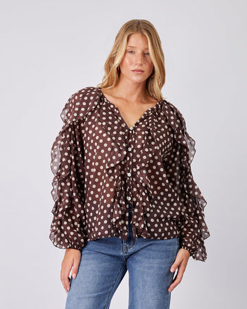 Brown Polka Dot Blouse