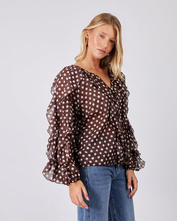 Brown Polka Dot Blouse