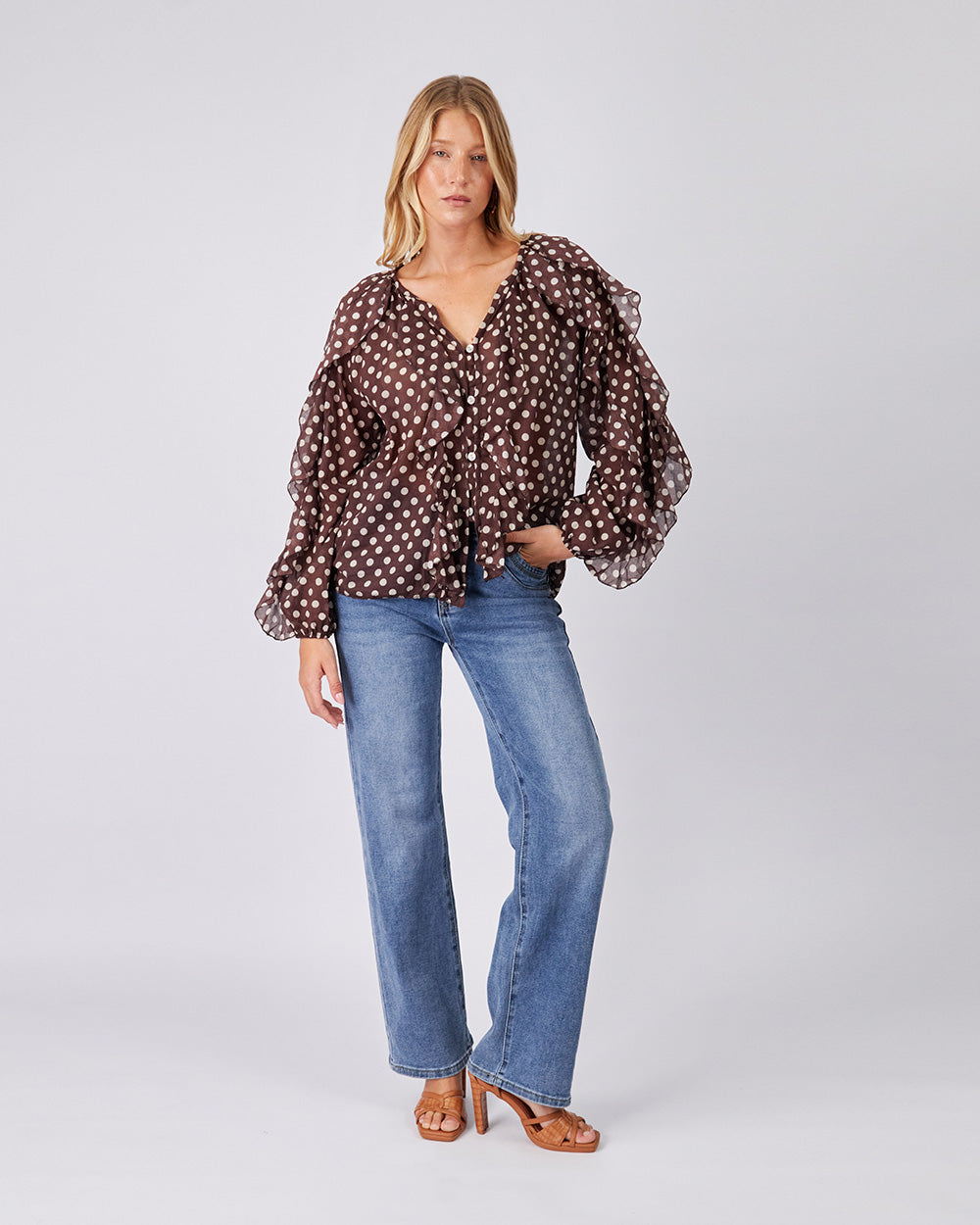 Brown Polka Dot Blouse