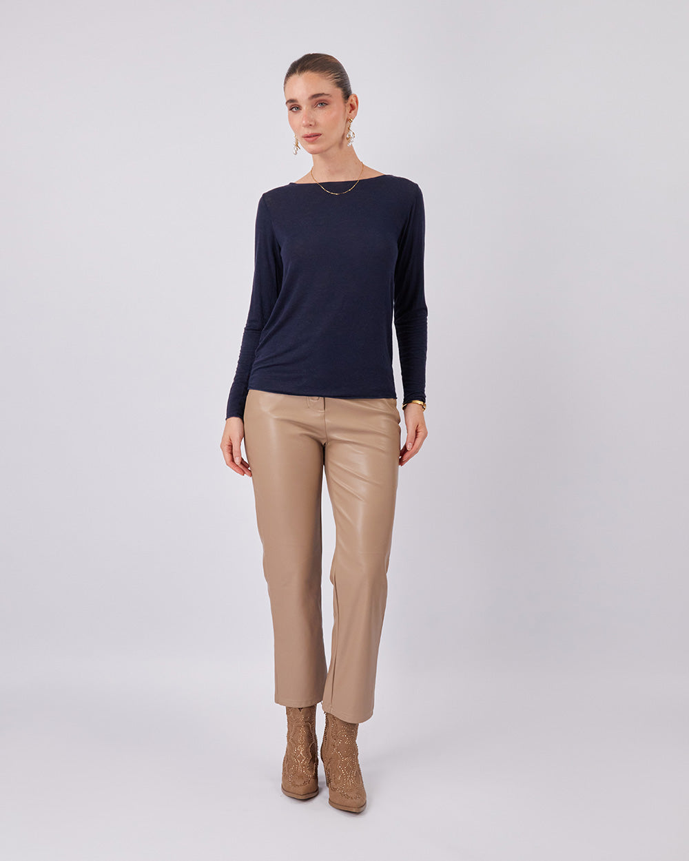 Blue Long-Sleeved Blouse