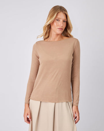 Beige Blouse Keyhole Neck