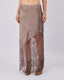 Sand Silk Skirt With Lace