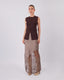 Sand Silk Skirt With Lace