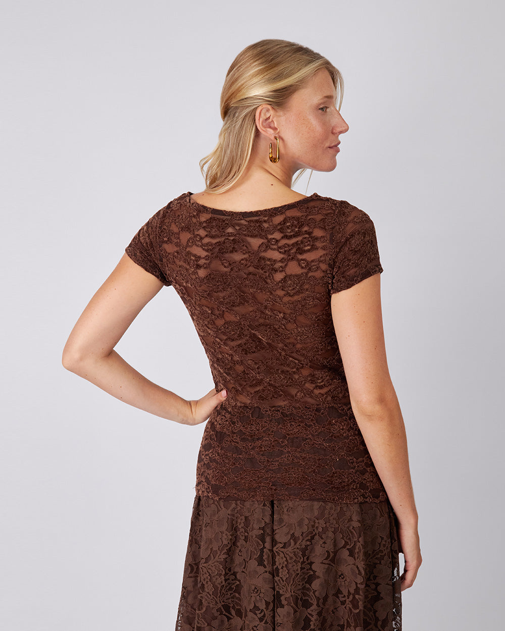 Brown Patterned Blouse