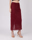 Burgundy Floral Lace Midi Skirt