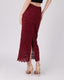 Burgundy Floral Lace Midi Skirt