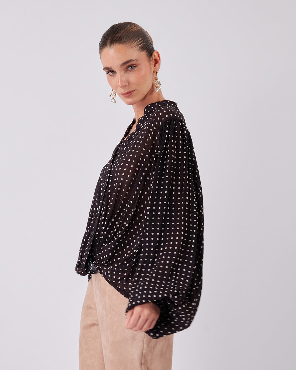 Beige Polka Dot Blouse