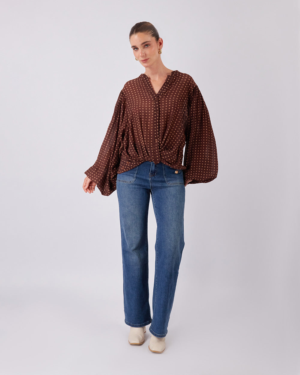 Beige Polka Dot Blouse