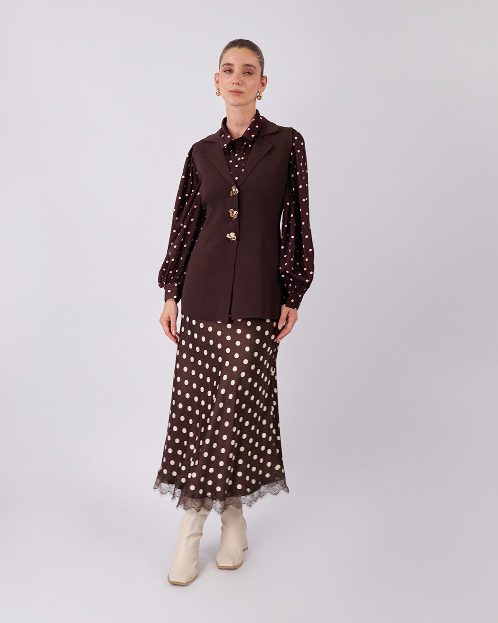 Brown Skirt With Polka Dots