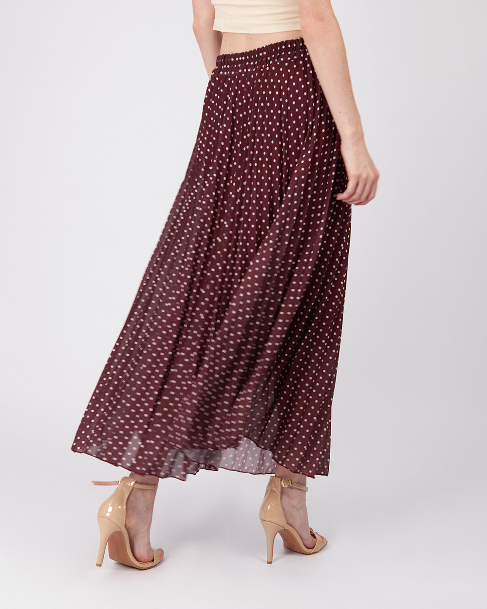 Burgundy Skirt White Polka Dots