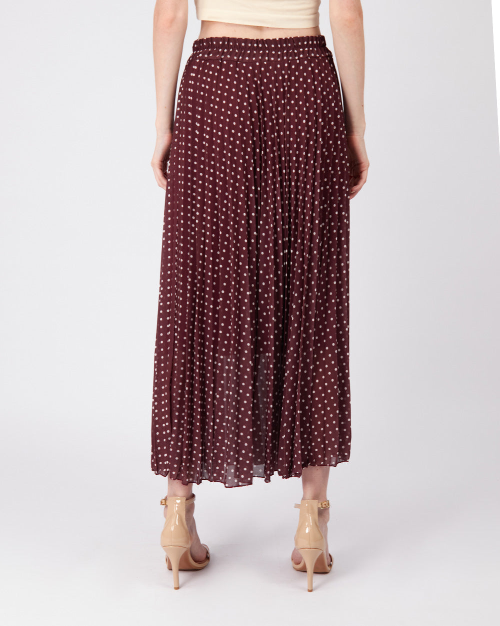 Burgundy Skirt White Polka Dots