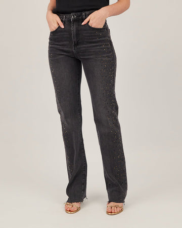 Black Sparkle Straight Denim