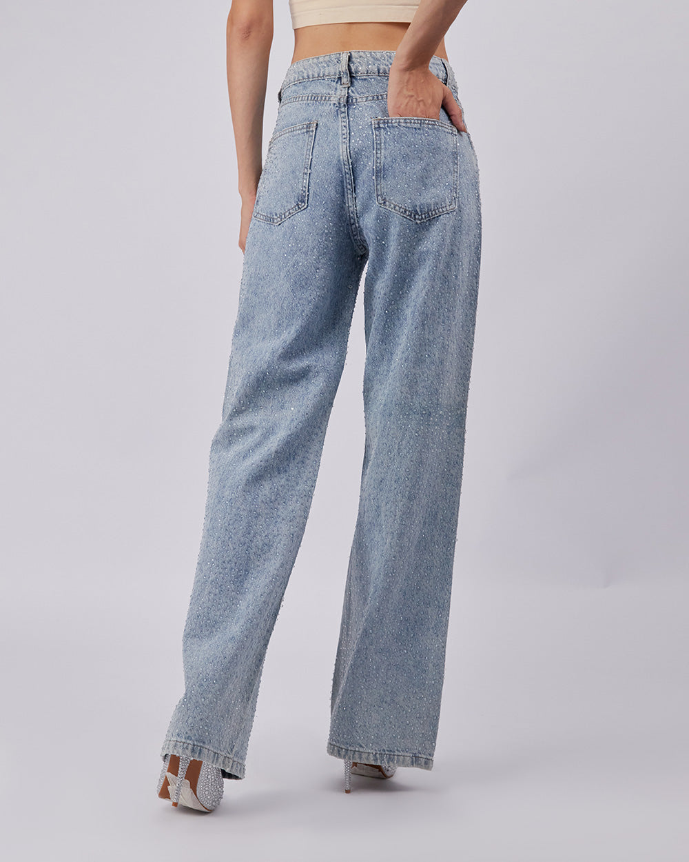 Light Blue Sparkle Denim Pants