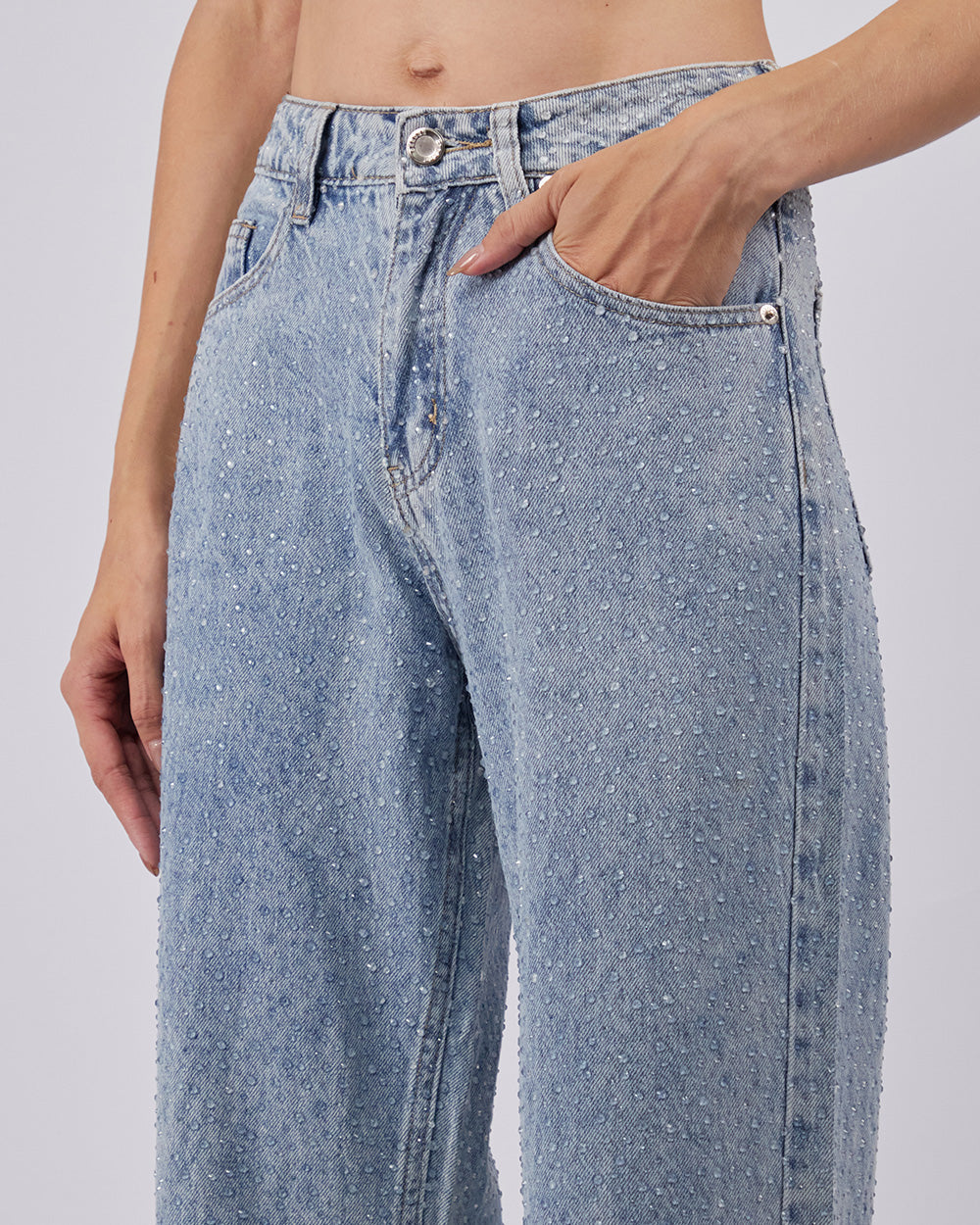Light Blue Sparkle Denim Pants