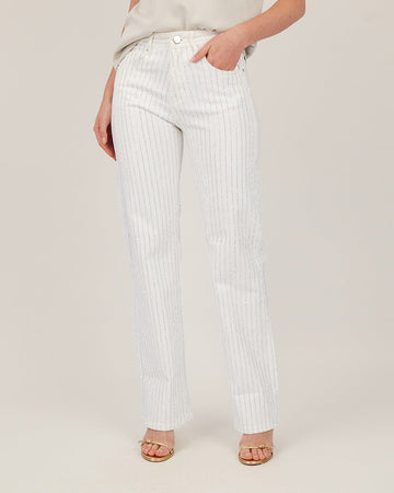 White Sparkle Wide Denim