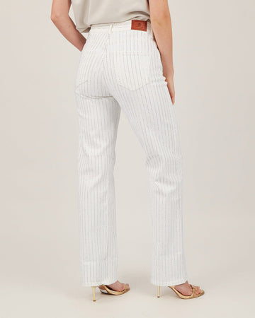 White Sparkle Wide Denim