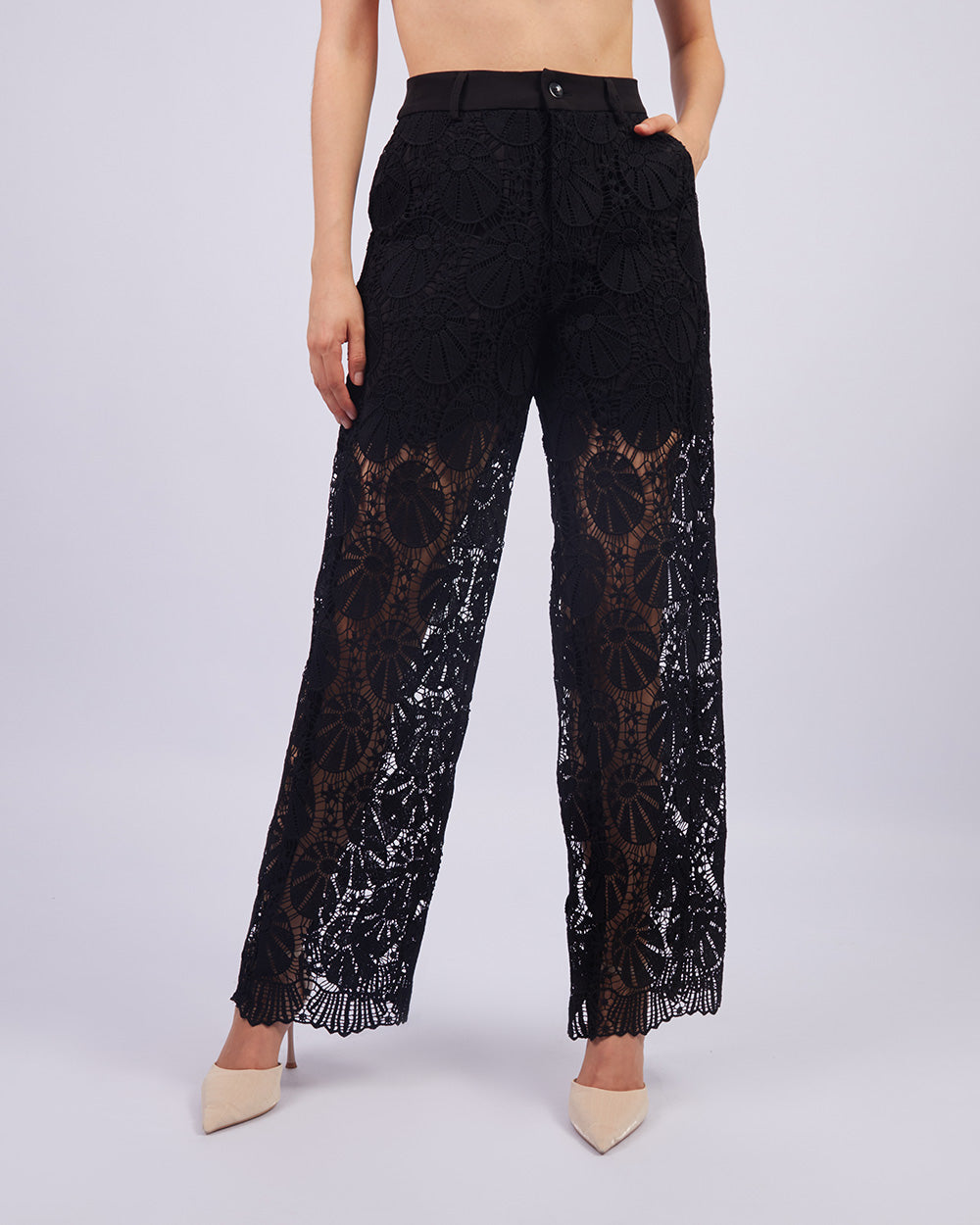 Black Broderie  Pants