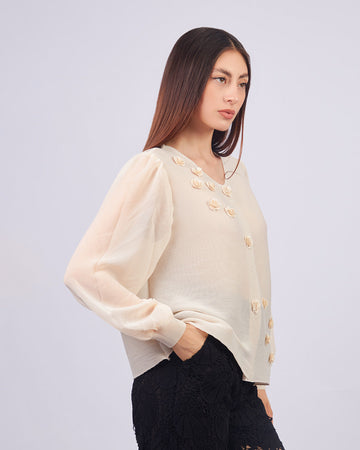 Cream Blossom Blouse