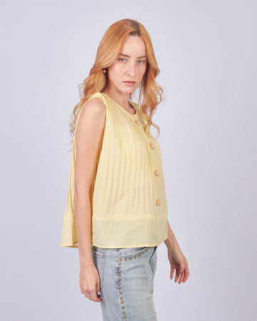 Yellow Pleated Blouse
