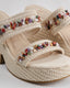 Cream Strapped Sandal With Rhinestone