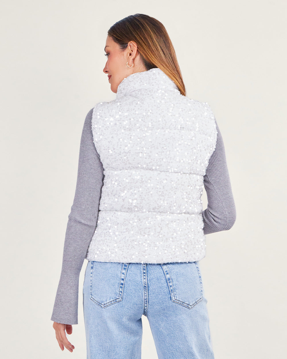 White sequin vest