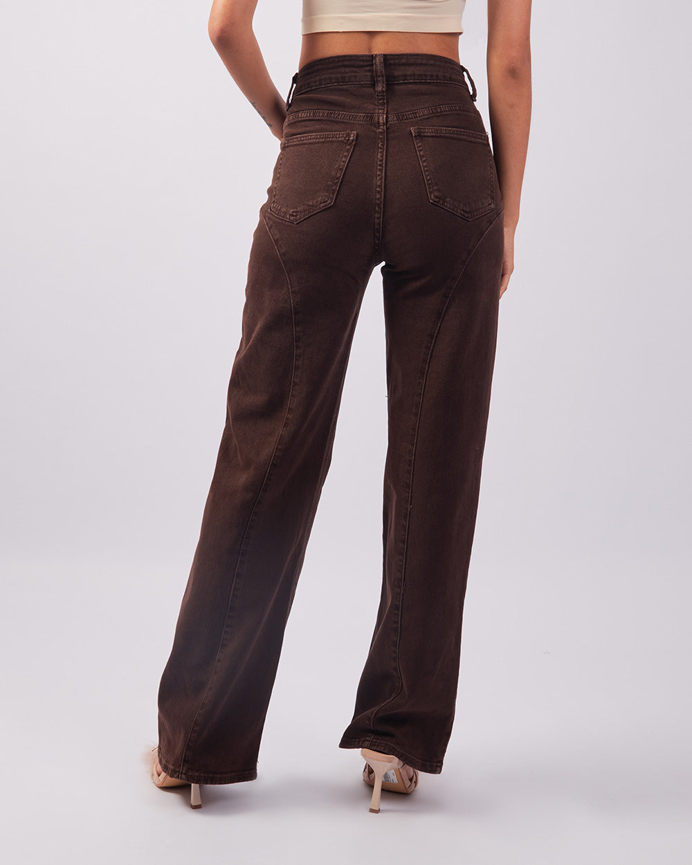 Brown Studded Denim