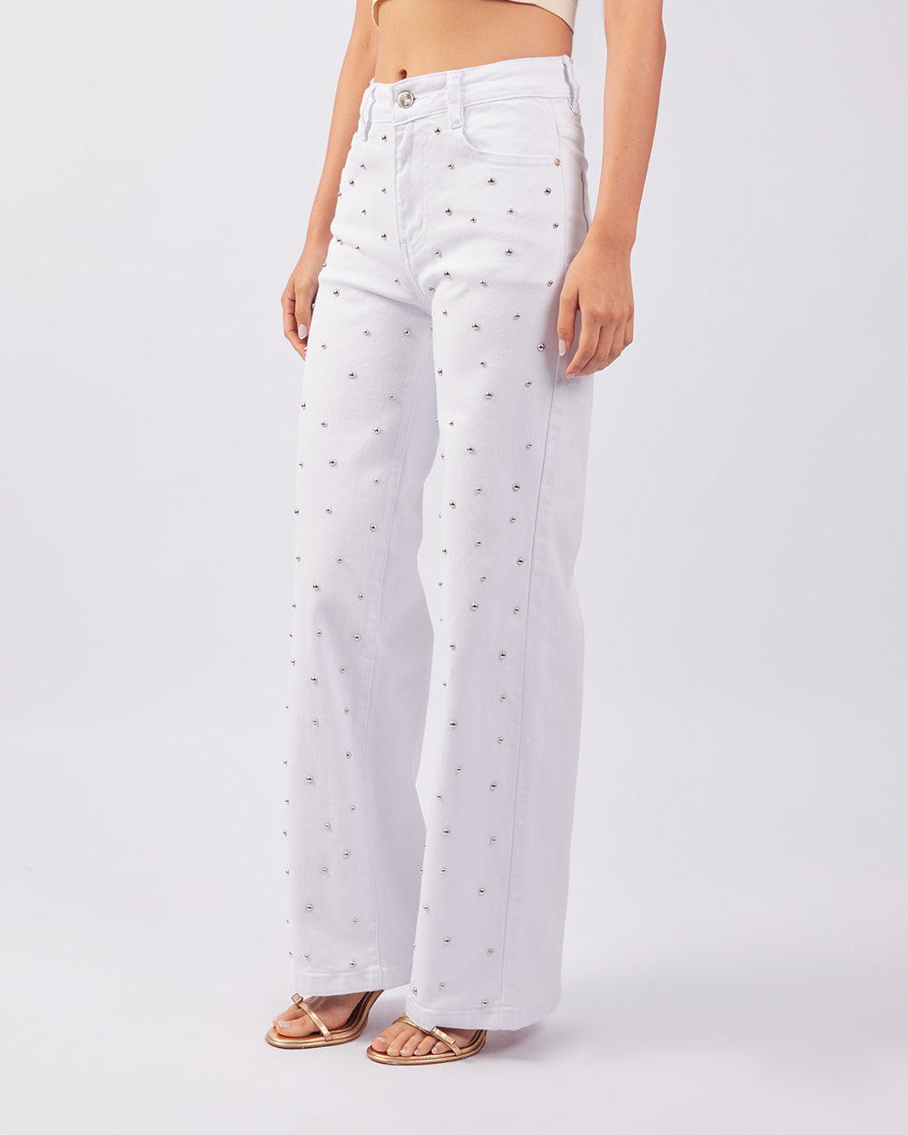 White Studded Denim