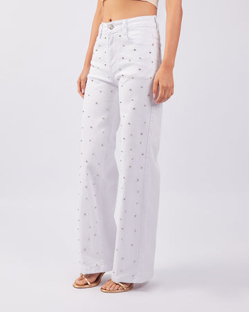 White Studded Denim