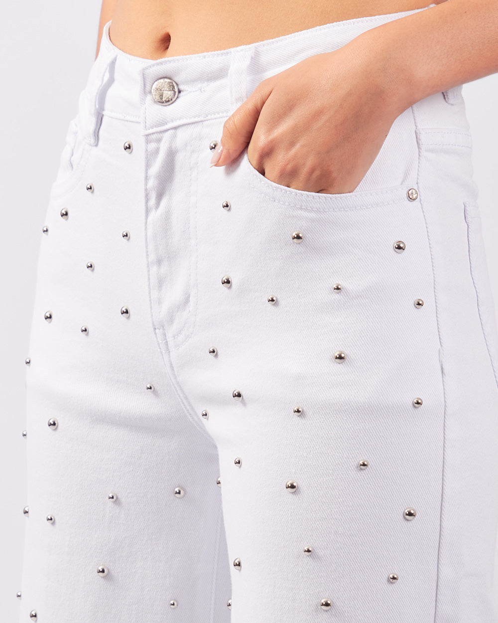 White Studded Denim