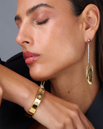 Gold Bracelet Multicolored Floral Stones