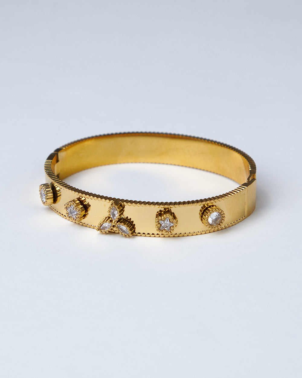 Gold Bracelet Multicolored Floral Stones