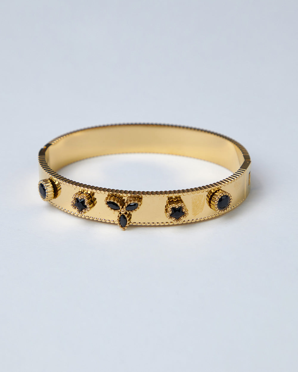 Gold Bracelet Multicolored Floral Stones