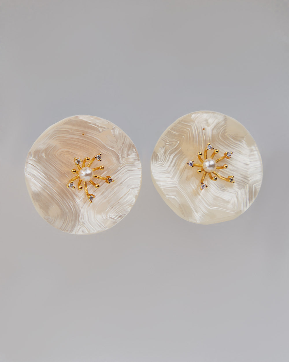 White Mother-Of-Pearl Flower Earrings