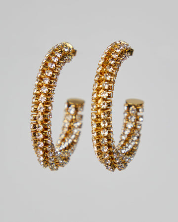 Gold Earrings Hollow Half Ball With Stones