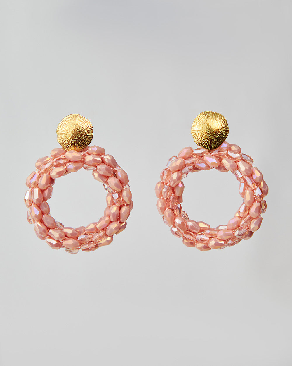 Gold Dangle Earrings With Pink Stones
